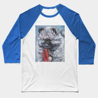 Keeshond Christmas Fine Art Painting Baseball T-Shirt